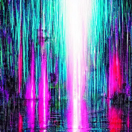 Prompt: neon rain