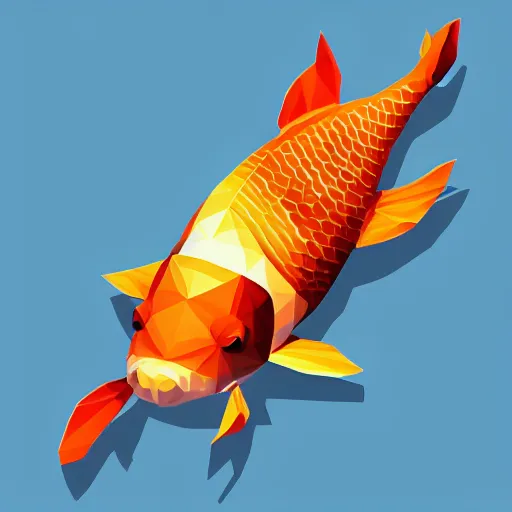 Image similar to koi fish, low poly, isometric