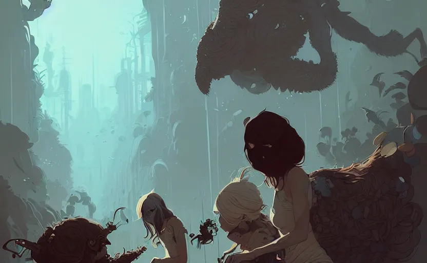 Image similar to celtic naturepunk by atey ghailan, by greg rutkowski, by greg tocchini, by james gilleard, by joe fenton, by kaethe butcher, dynamic lighting, gradient light blue, brown, blonde cream and white color scheme, grunge aesthetic