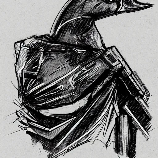Image similar to cyberpunk duck sketch