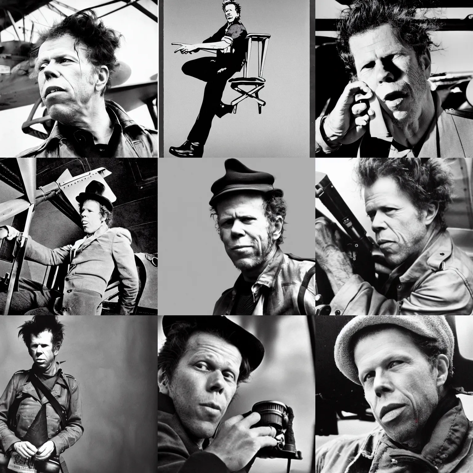 Prompt: tom waits as a tail gunner