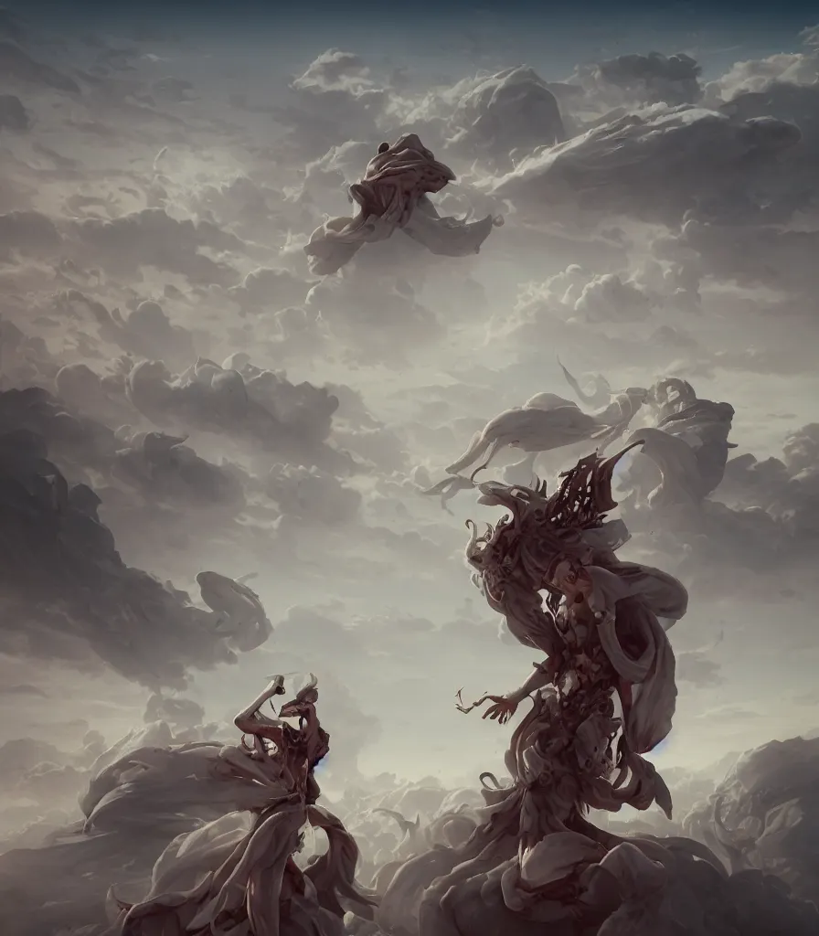 Prompt: a powerful necromancer in a merciless desert, flickering air, hot sun from above, clouds in the sky, the feeling of dread and existential terror, style of peter mohrbacher, octane render, unreal engine, 8k high definition