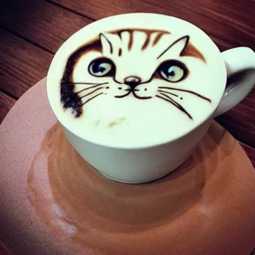 Prompt: instagram photo of latte art of a cat