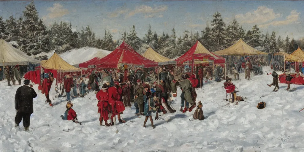 Image similar to a big circus in the snow ground