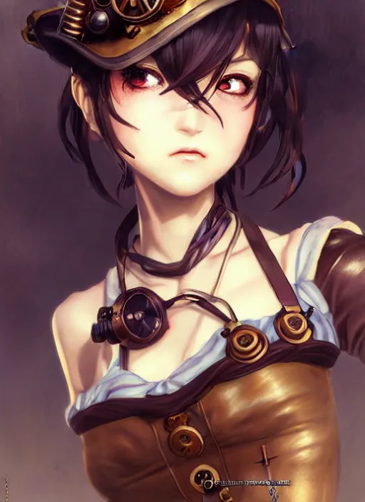 Image similar to portrait Anime Girl steampunk cute-fine-face, pretty face, realistic shaded Perfect face, fine details. Anime. Bioshock steampunk realistic shaded lighting by katsuhiro otomo ghost-in-the-shell, magali villeneuve, artgerm, rutkowski Jeremy Lipkin and Giuseppe Dangelico Pino and Michael Garmash and Rob Rey