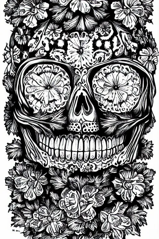 Image similar to Illustration of a sugar skull day of the dead girl, art by Ernst Haeckel
