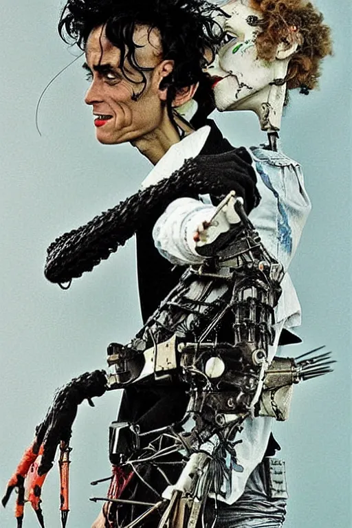 Image similar to edward scissorhands painted by norman rockwell