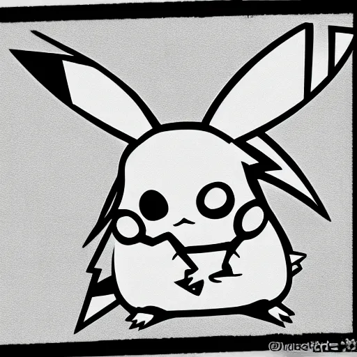 Prompt: pikachu wasted from too much alcohol, black and white, staring off into the distance, soulless