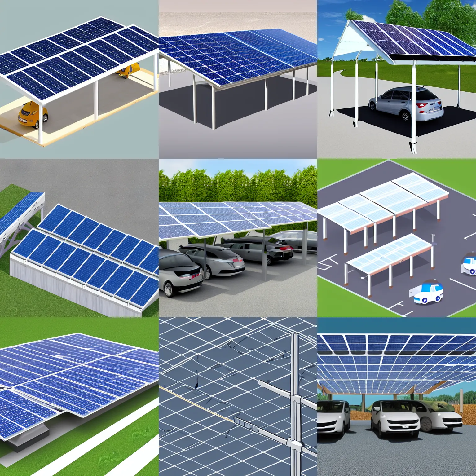 Prompt: webdesign icon for solar carport, four poles holding the roof, symmetric solar modules, isometric