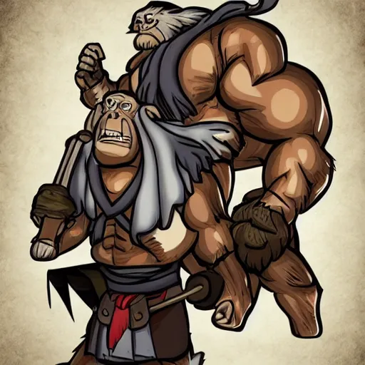 Image similar to crossfit monkeys, animated, fantasy, detailed, hq, disney style