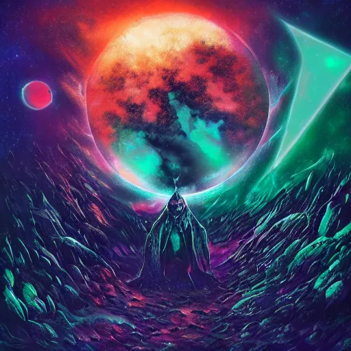 Image similar to we exist in a sea of stars, bathed in the celestial light of cosmos, forever asking why this is our place in the multiverse, voidcore, by kraemahz,