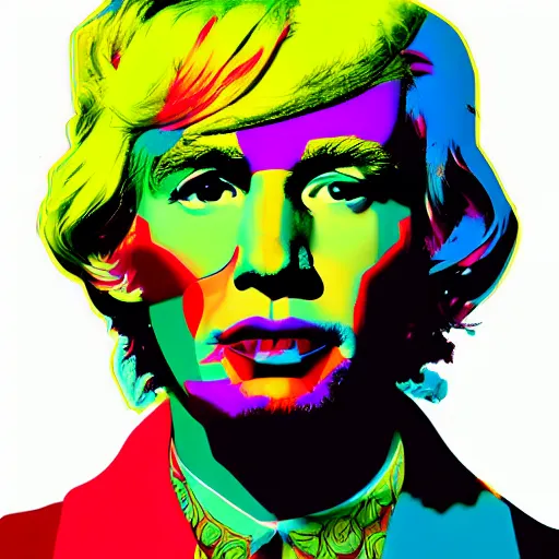 Image similar to an extremely psychedelic portrait of andy warhol as kenye west, surreal, lsd, face, detailed, intricate, elegant, lithe, highly detailed, digital painting, artstation, concept art, smooth, sharp focus, illustration,