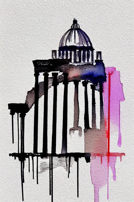 Prompt: minimalist watercolor splash ink art of rome