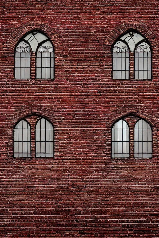 Prompt: detailed old brick wall with gothic windows Digital Matte Illustration by James Gurney