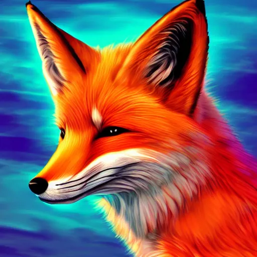 Prompt: digital fox, retrowave palette, highly detailed, anatomically correct vulpine, synth feel, smooth face, ear floof, flowing fur, super realism, accurate animal imagery, 4 k digital art