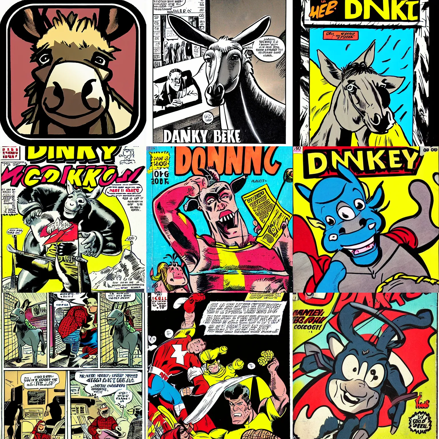 Prompt: donkey, comic book