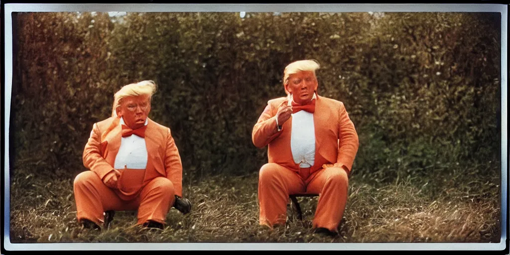 Image similar to detailed medium format photo, polaroid still from tarkovsky movie, donald trump as an oompa loompa, haze, high production value, intricate details, 8 k resolution, hyperrealistic, hdr, photorealistic, high definition, tehnicolor, award - winning photography, masterpiece, amazing colors