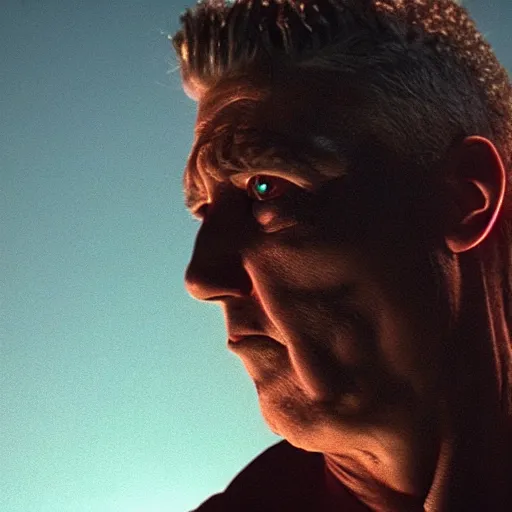 Image similar to movie still of man super hero cyborg, cinematic composition, cinematic light, by david lynch