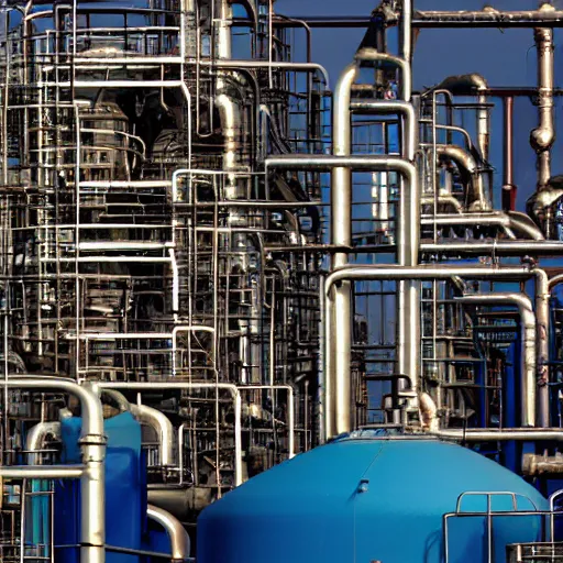 Image similar to color photograph of chemical plant, close up, industrial