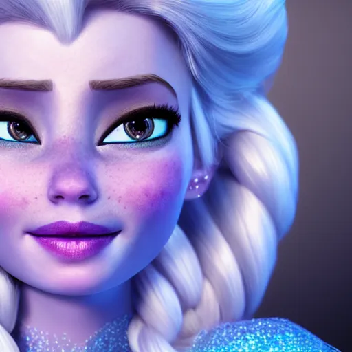 Prompt: elsa from frozen as real woman, hyper detailed, digital art, trending in artstation, cinematic lighting, studio quality, smooth render, octane rendered