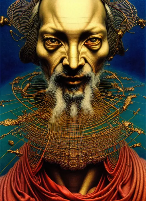 Prompt: detailed image of Avicenna Ibn Sina by Ayami Kojima, Amano, Karol Bak, Greg Hildebrandt, and Mark Brooks, rich deep gold colors. Beksinski painting, part by Adrian Ghenie and Gerhard Richter. art by Takato Yamamoto. masterpiece . intricate artwork by Tooth Wu and wlop and beeple, greg rutkowski, very coherent symmetrical artwork, cinematic, hyper realism, high detail, octane render, unreal engine, 8k, Vibrant colors, Smooth gradients, High contrast, depth of field. by Katsuhiro Otomo, full body character drawing, inspired by Evangeleon, clean ink detailed line drawing, intricate detail, extremely detailed. painting by Arthur Rackham, Eugene de Blaas, Frederic Leighton