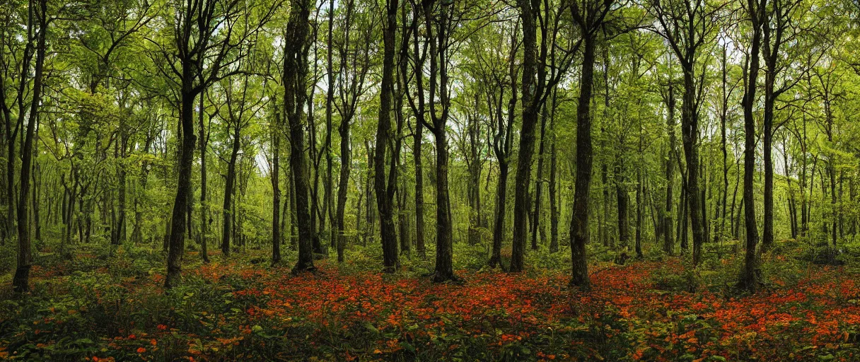 Image similar to a forest with spring, summer, autumn and winter