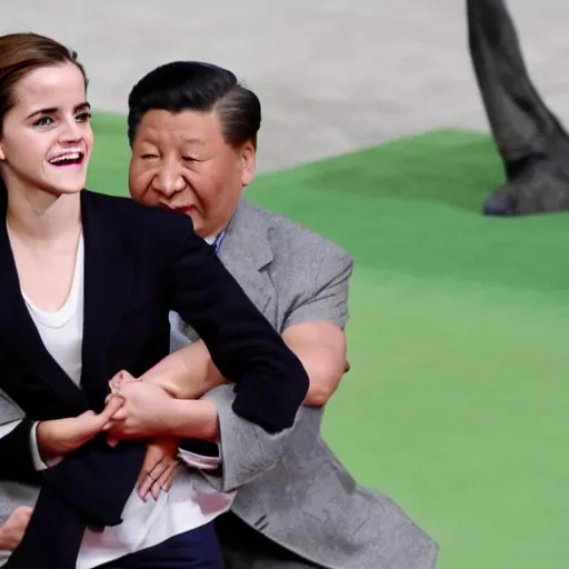 Image similar to emma watson putting xi jinping in a sleeper hold