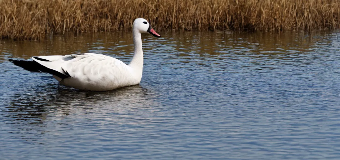 Image similar to wide angle shot of a goose. 8 k photography, depth of field, canon dslr