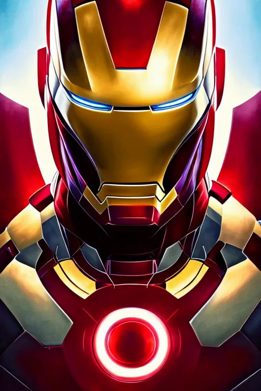 Image similar to elon musk as iron man smiling, realistic portrait, symmetrical, highly detailed, digital painting, artstation, concept art, smooth, sharp focus, illustration, cinematic lighting, art by artgerm and greg rutkowski and alphonse mucha