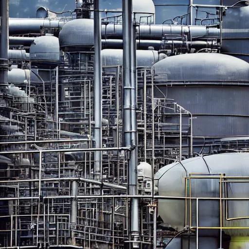 Image similar to color photograph of chemical plant, close up, industrial