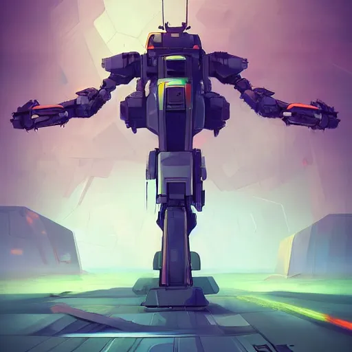 Prompt: weaponized combat mecha in the style of beeple and cyril rolando