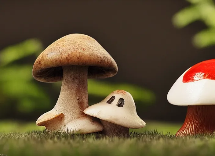 Prompt: a cute creature sitting next to a mushroom, sidefx houdini, vfx, mantra render