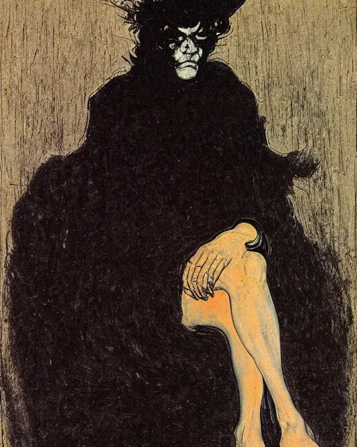 Prompt: a seated portrait of a dead figure and black dog,  Francisco Goya painting, part by Beksiński and EdvardMunch. art by Takato Yamamoto and Edvard Munch, Francis Bacon masterpiece