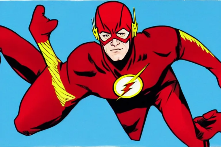 Prompt: the flash, working as a delivery man, art in the style of alex ross