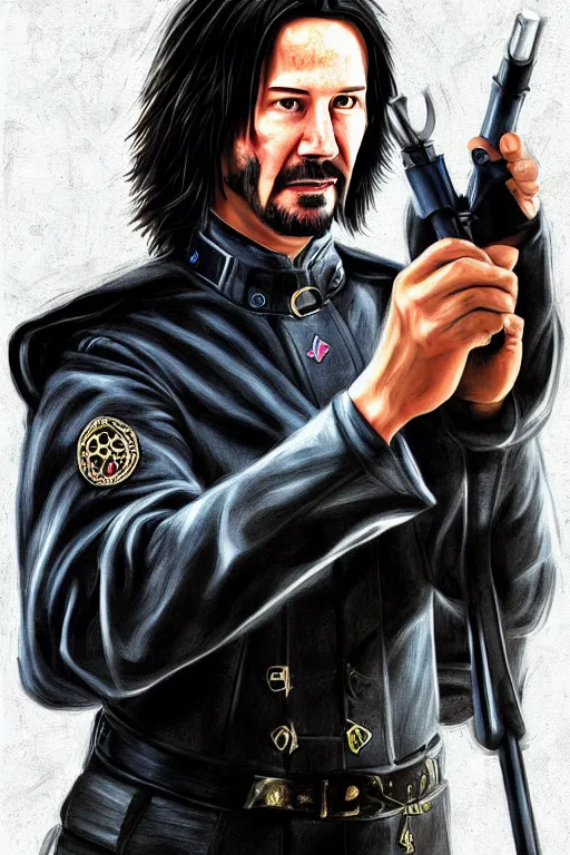 Image similar to keanu reeves as mage in uniform | digital painting | highly detailed | fantasy