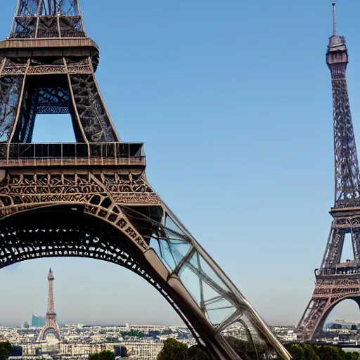 Prompt: aliens climbing the eiffel tower in paris