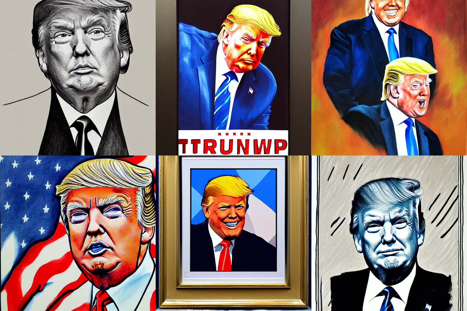 Prompt: A painting drawn by Donald Trump