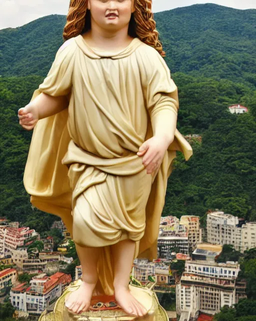 Prompt: gigantic statue of honey boo boo as christ the redeemer, rio digennaro, hyperreal