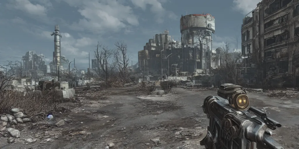 Image similar to fallout 3 concept art render in unreal 5