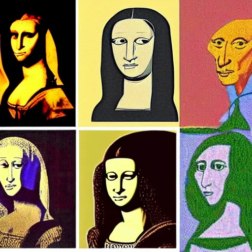 Prompt: monalisa in the style of pablo picasso, in the style of pablo picasso, in the style of pablo picasso, in the style of pablo picasso, in the style of pablo picasso