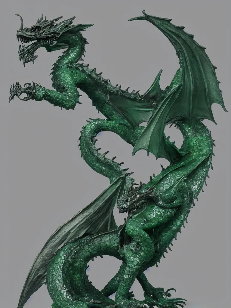 Prompt: A dragon statue made of jade, 4k, artstation