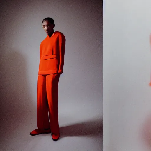 Image similar to realistic photoshooting for a new raf simons lookbook, color film photography, photo of a woman, photo in style of tyler mitchell, 3 5 mm, featured on vogue