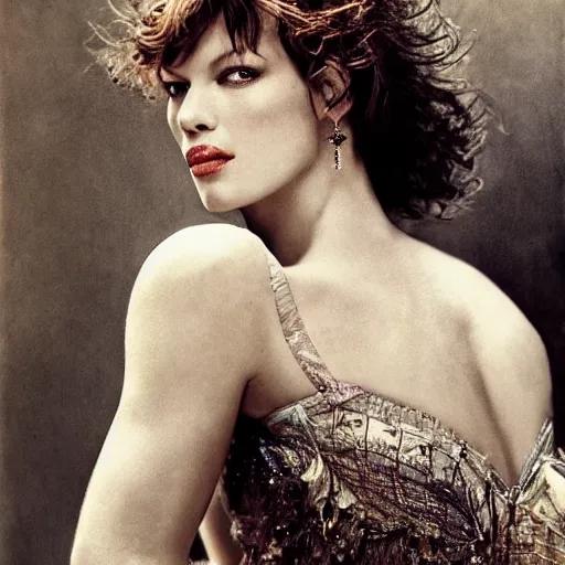 Image similar to milla jovovich by hans zatzka,