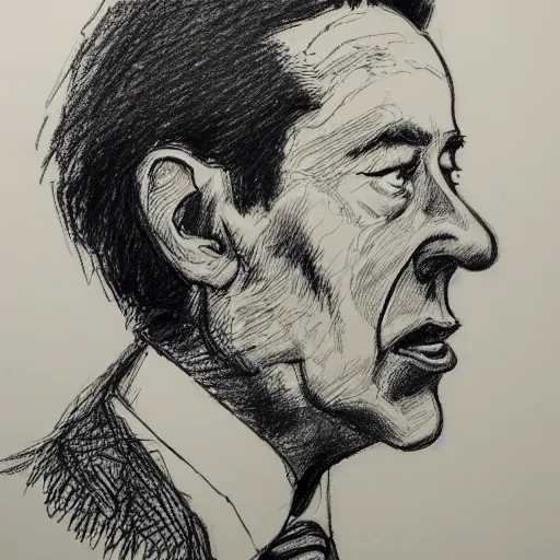 Image similar to a realistic yet scraggly portrait sketch of the side profile of a stern and sophisticated pee wee herman, trending on artstation, intricate details, in the style of frank auerbach, in the style of sergio aragones, in the style of martin ansin, in the style of david aja, in the style of mattias adolfsson