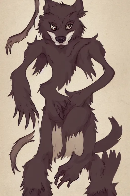 Image similar to a werewolf, fursona!!!!, by kawacy, trending on artstation, full body, furry art