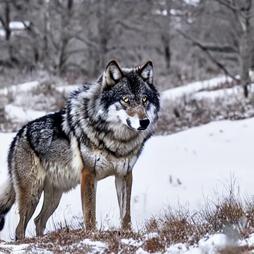 Image similar to grey wolf in snowy area hunting with the pack