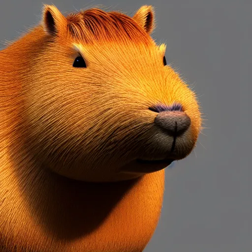 Image similar to disney pixar style capybara, 3D animation, 4k render