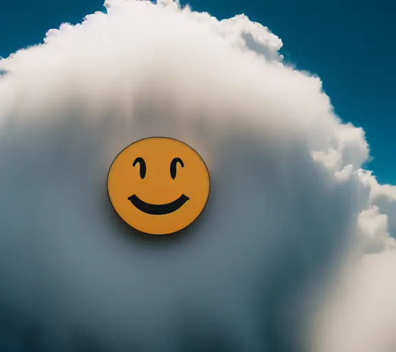 Image similar to a giant smiley face emoji engulfs a whole kingdom and reaches above the clouds. intricate. lifelike. soft light. sony a 7 r iv 5 5 mm. cinematic post - processing