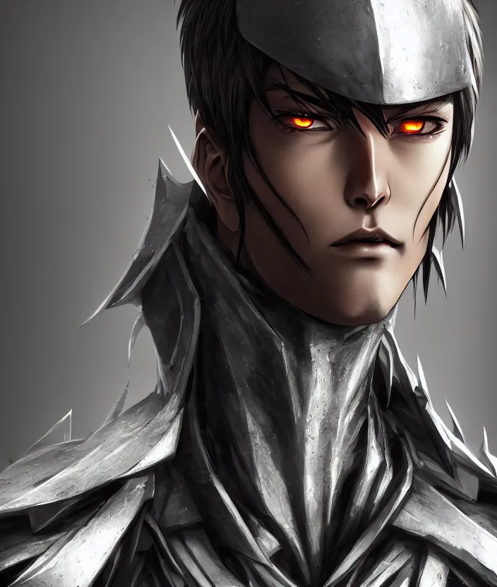 Image similar to a detailed manga character portrait of a dark haired silver cyborg anime man wearing a tattered brown cape, trending on artstation, digital art, 4 k resolution, detailed, octane render, high quality, sharp focus, hq artwork, insane detail, concept art, character concept, character illustration, full body illustration, cinematic, dramatic lighting