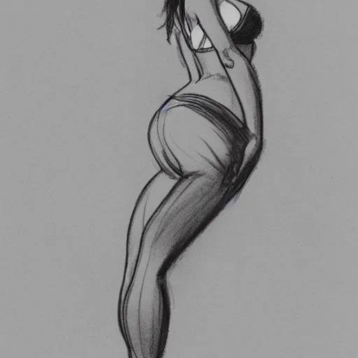 Image similar to milt kahl sketch of thick cuban girl wearing black yoga pants